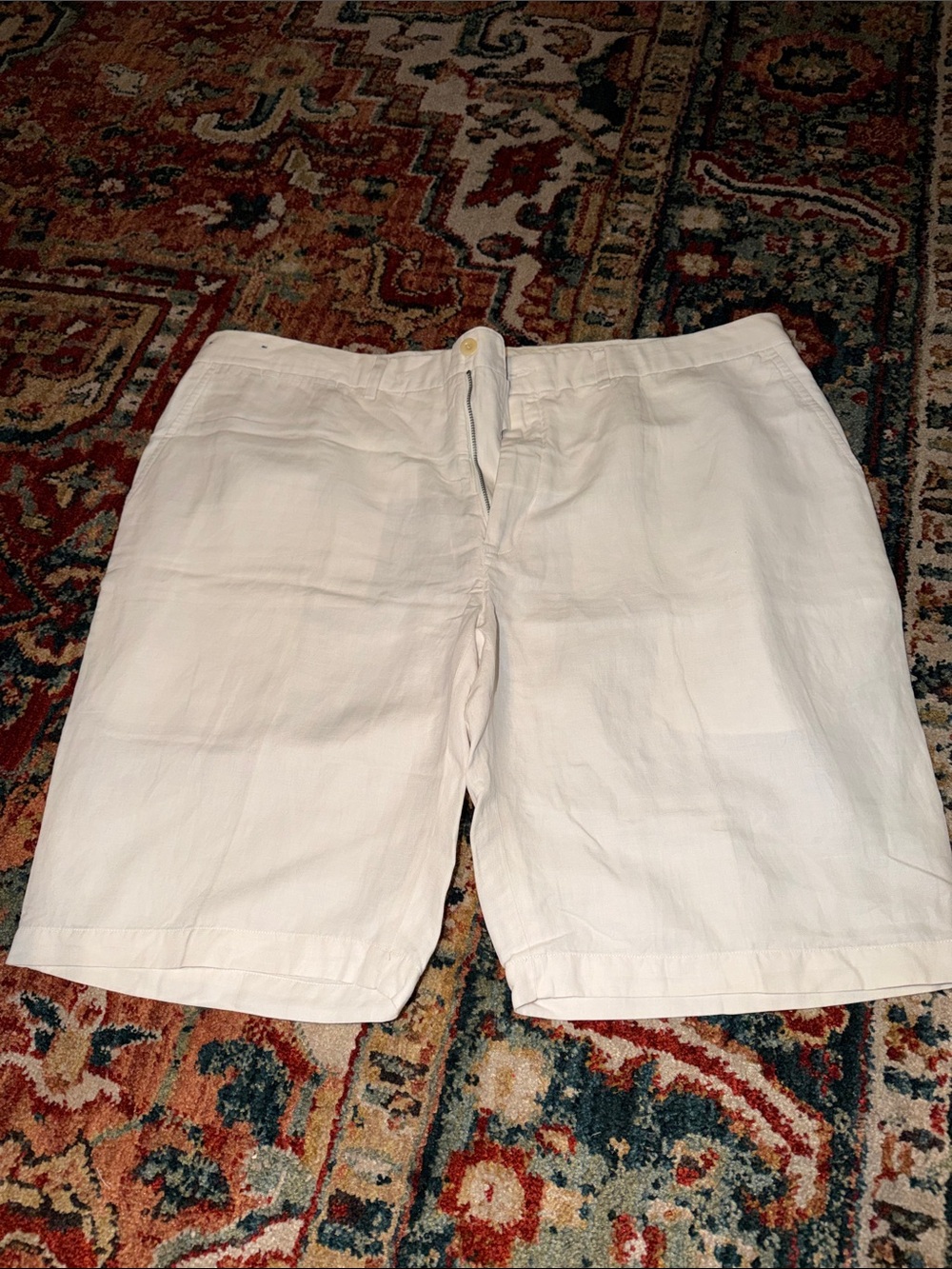 Polo by Ralph Lauren White Flat-Front Men's Shorts Linen